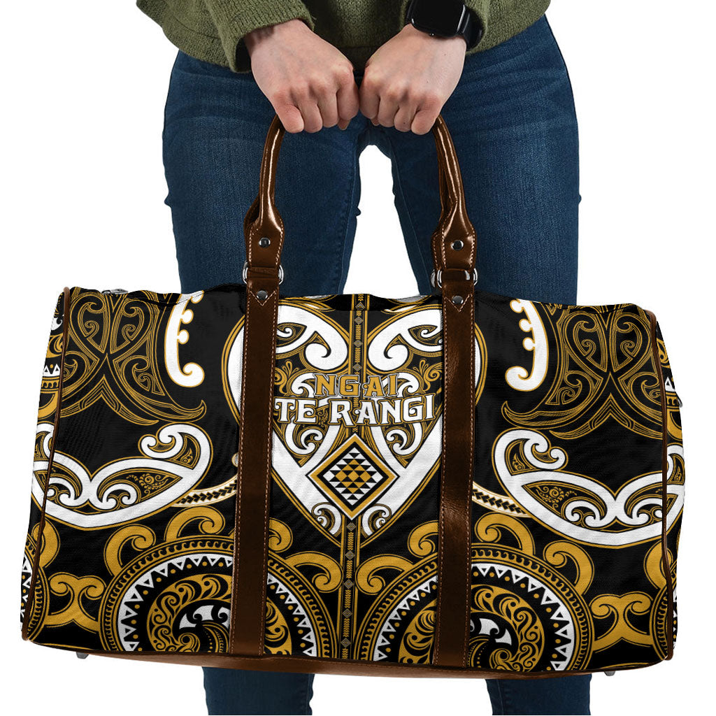 Aotearoa Ngai Te Rangi Travel Bag Maori Tribal Pattern LT05 Gold - Polynesian Pride