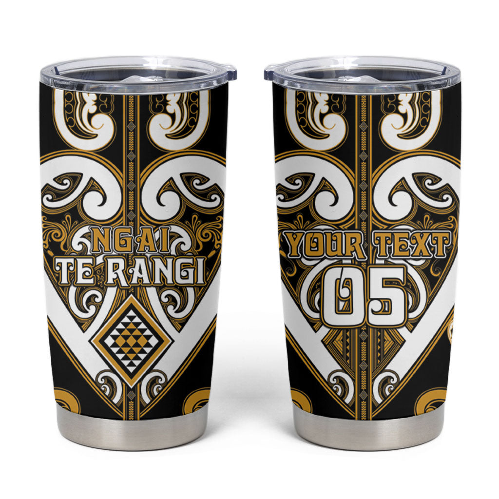 Custom Aotearoa Ngai Te Rangi Tumbler Cup Maori Tribal Pattern LT05 Gold - Polynesian Pride