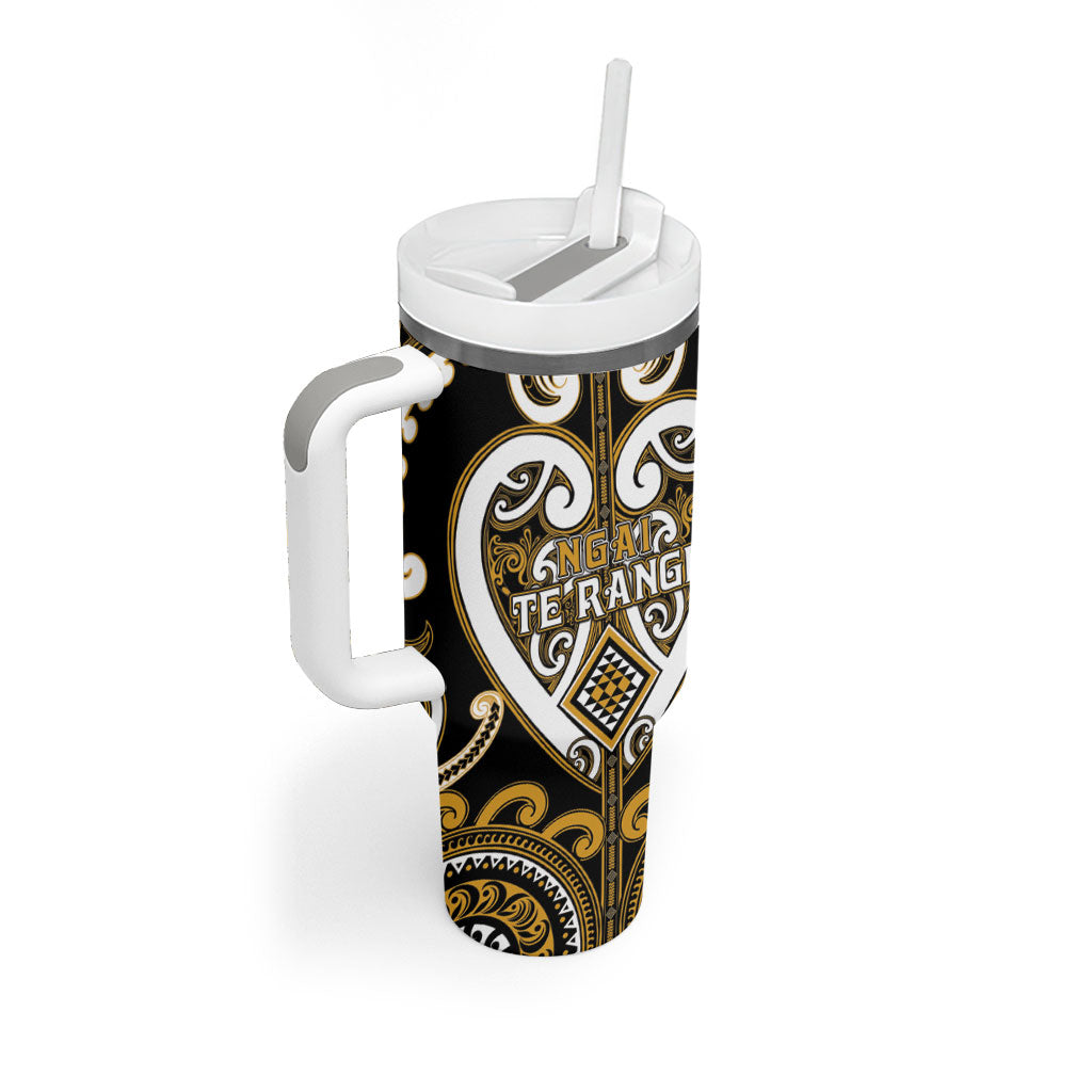 Custom Aotearoa Ngai Te Rangi Tumbler With Handle Maori Tribal Pattern LT05 - Polynesian Pride