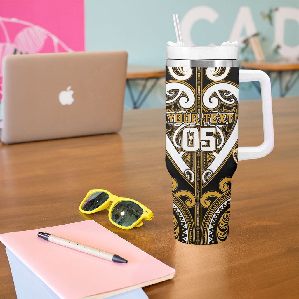 Custom Aotearoa Ngai Te Rangi Tumbler With Handle Maori Tribal Pattern LT05 - Polynesian Pride