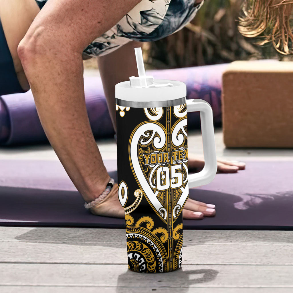Custom Aotearoa Ngai Te Rangi Tumbler With Handle Maori Tribal Pattern LT05 - Polynesian Pride