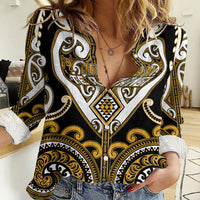 Custom Aotearoa Ngai Te Rangi Women Casual Shirt Maori Tribal Pattern LT05 Female Gold - Polynesian Pride