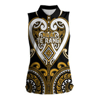 Custom Aotearoa Ngai Te Rangi Women Sleeveless Polo Shirt Maori Tribal Pattern LT05 Female Gold - Polynesian Pride