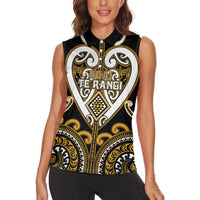 Custom Aotearoa Ngai Te Rangi Women Sleeveless Polo Shirt Maori Tribal Pattern LT05 - Polynesian Pride