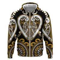 Custom Aotearoa Ngai Te Rangi Zip Hoodie Maori Tribal Pattern LT05 Zip Hoodie Gold - Polynesian Pride