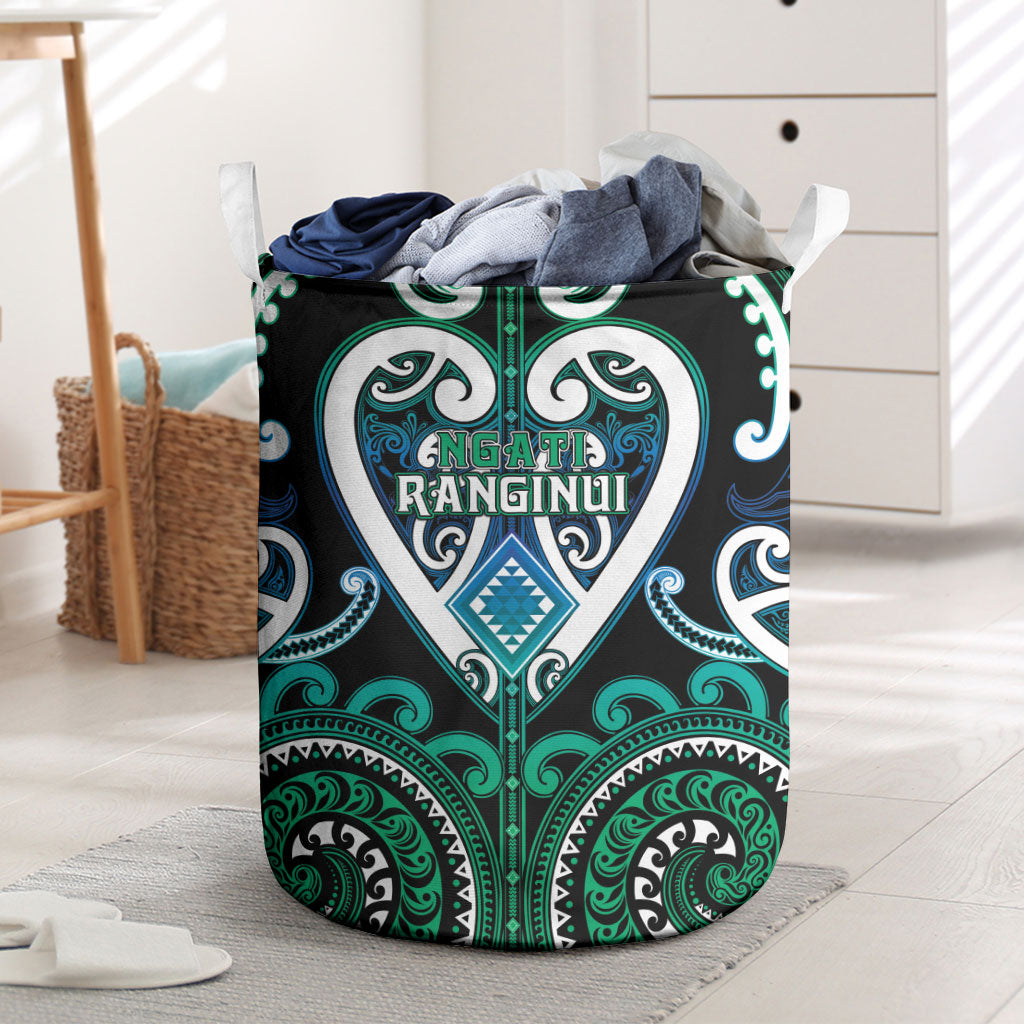 Aotearoa Ngati Ranginui Laundry Basket Maori Tribal Pattern LT05 Cyan - Polynesian Pride