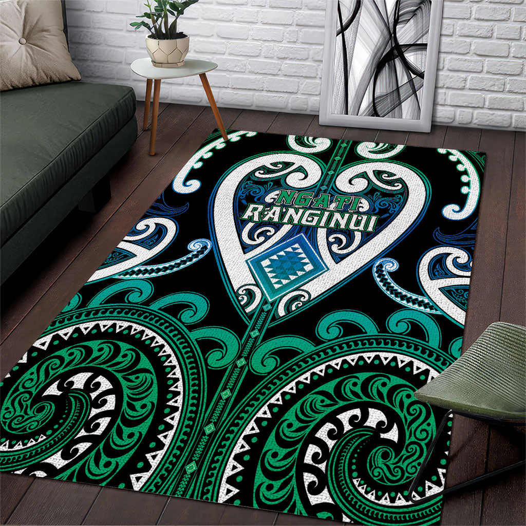 Aotearoa Ngati Ranginui Area Rug Maori Tribal Pattern LT05 Cyan - Polynesian Pride