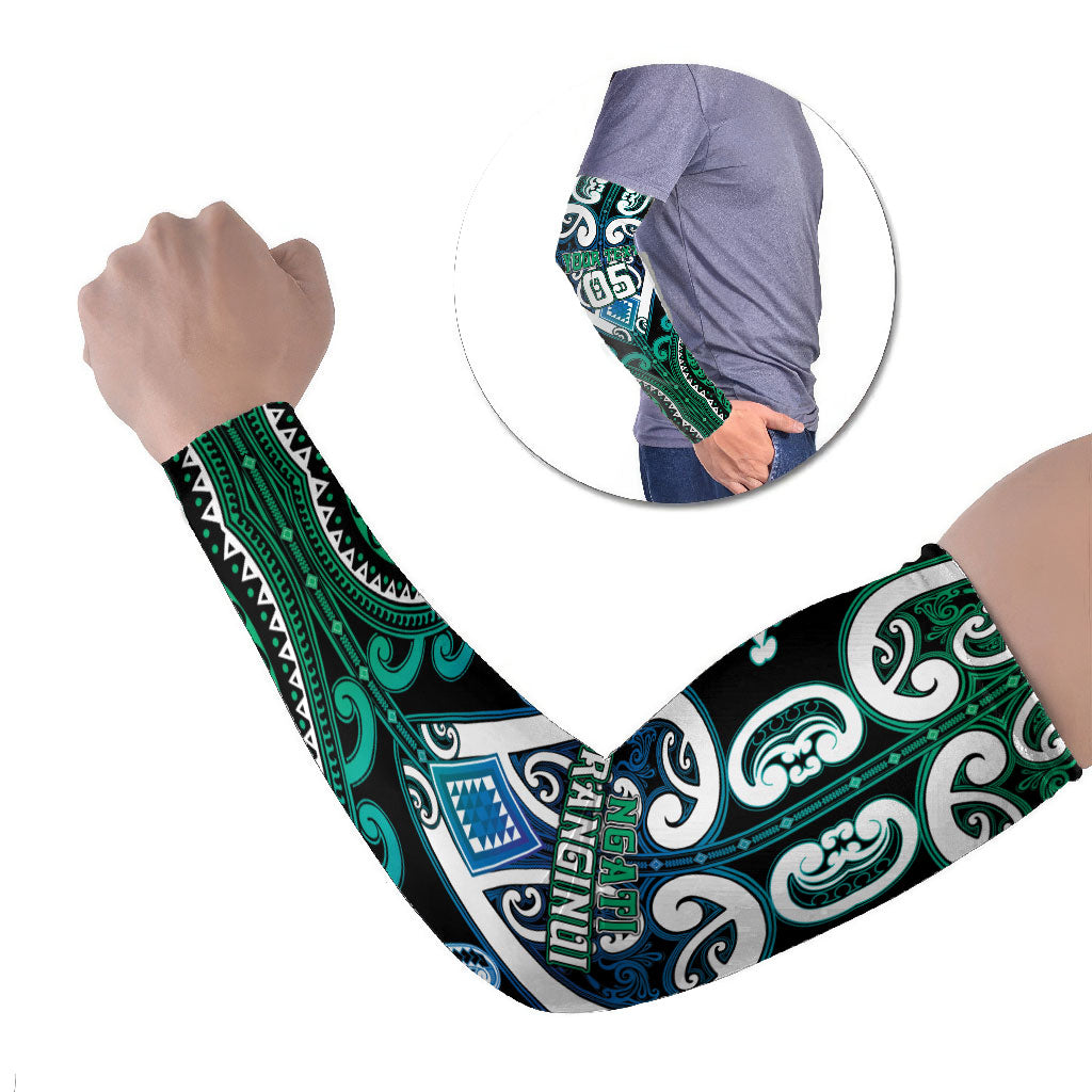 Custom Aotearoa Ngati Ranginui Arm Sleeves Maori Tribal Pattern LT05 Set of 2 Cyan - Polynesian Pride