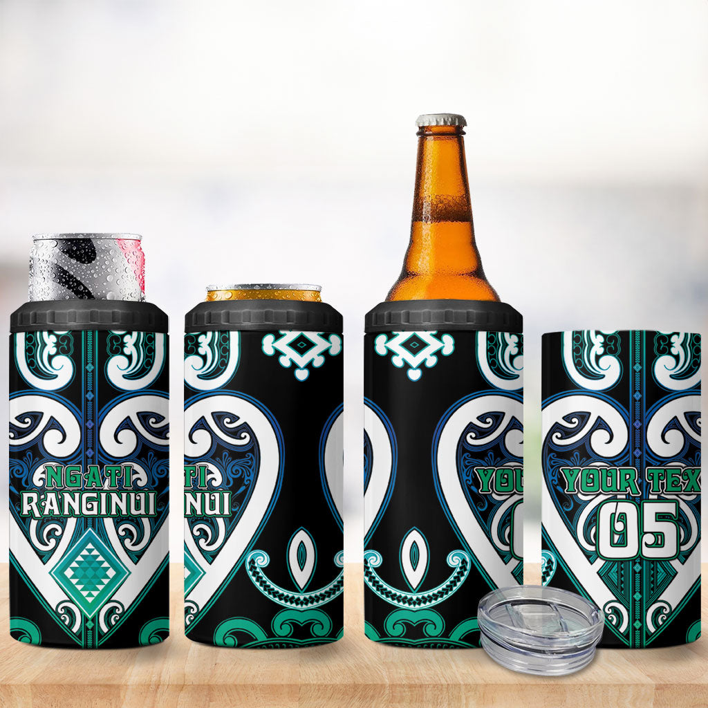 Custom Aotearoa Ngati Ranginui 4 in 1 Can Cooler Tumbler Maori Tribal Pattern LT05 - Polynesian Pride