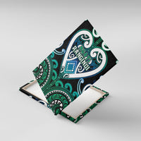 Aotearoa Ngati Ranginui Canvas Wall Art Maori Tribal Pattern LT05 With Frame Cyan - Polynesian Pride