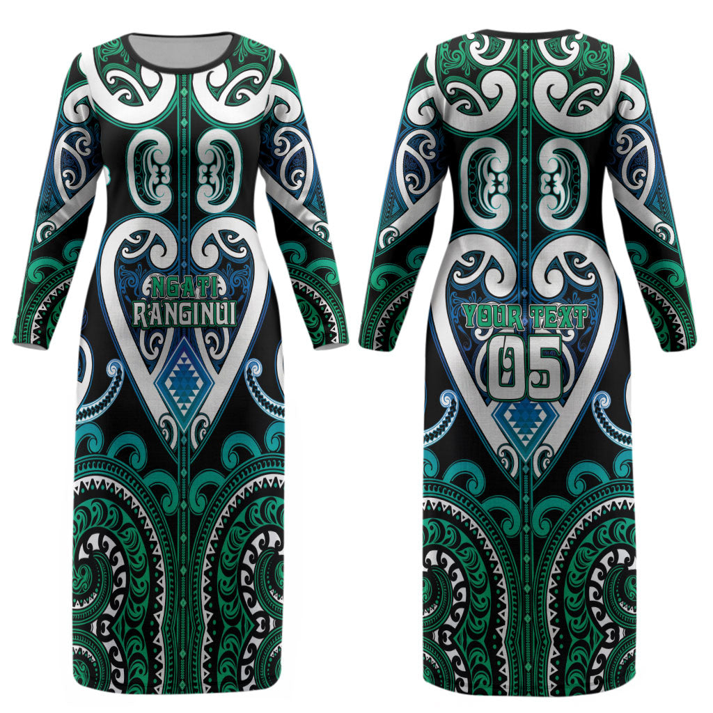 Custom Aotearoa Ngati Ranginui Couples Matching Long Sleeve Bodycon Dress and Long Sleeve Button Shirt Maori Tribal Pattern LT05 - Polynesian Pride