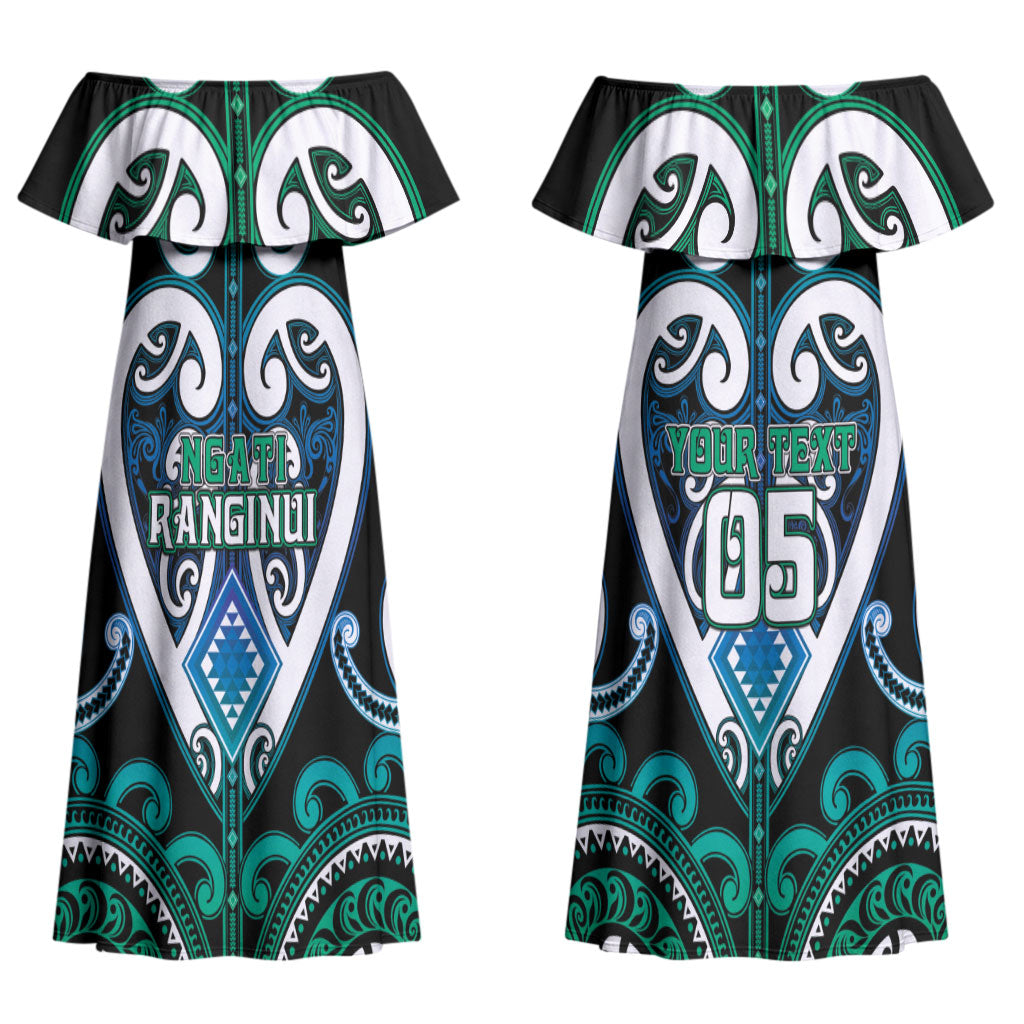 Custom Aotearoa Ngati Ranginui Couples Matching Off Shoulder Maxi Dress and Hawaiian Shirt Maori Tribal Pattern LT05 - Polynesian Pride