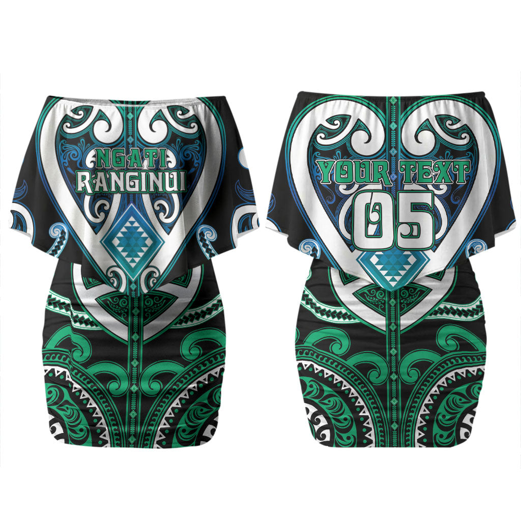 Custom Aotearoa Ngati Ranginui Couples Matching Off Shoulder Short Dress and Hawaiian Shirt Maori Tribal Pattern LT05 - Polynesian Pride