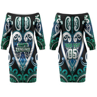 Custom Aotearoa Ngati Ranginui Couples Matching Off The Shoulder Long Sleeve Dress and Long Sleeve Button Shirt Maori Tribal Pattern LT05 - Polynesian Pride