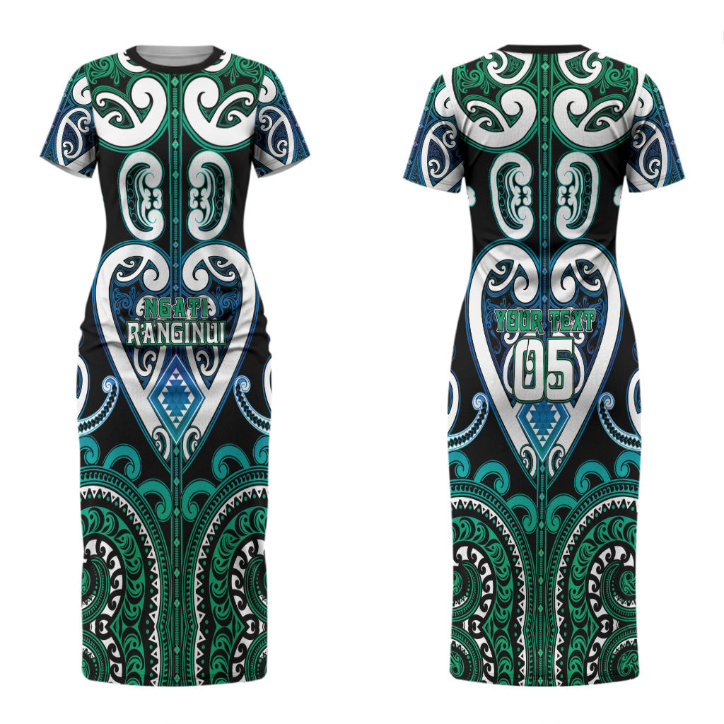 Custom Aotearoa Ngati Ranginui Couples Matching Short Sleeve Bodycon Dress and Long Sleeve Button Shirt Maori Tribal Pattern LT05 - Polynesian Pride