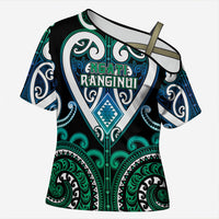 Custom Aotearoa Ngati Ranginui Cross Shoulder Shirt Maori Tribal Pattern LT05 Female Cyan - Polynesian Pride