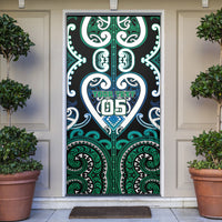 Custom Aotearoa Ngati Ranginui Door Cover Maori Tribal Pattern LT05 Cyan - Polynesian Pride