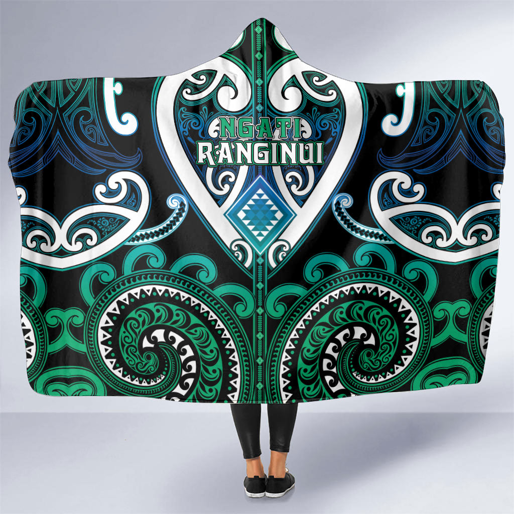 Aotearoa Ngati Ranginui Hooded Blanket Maori Tribal Pattern LT05 One Size Cyan - Polynesian Pride