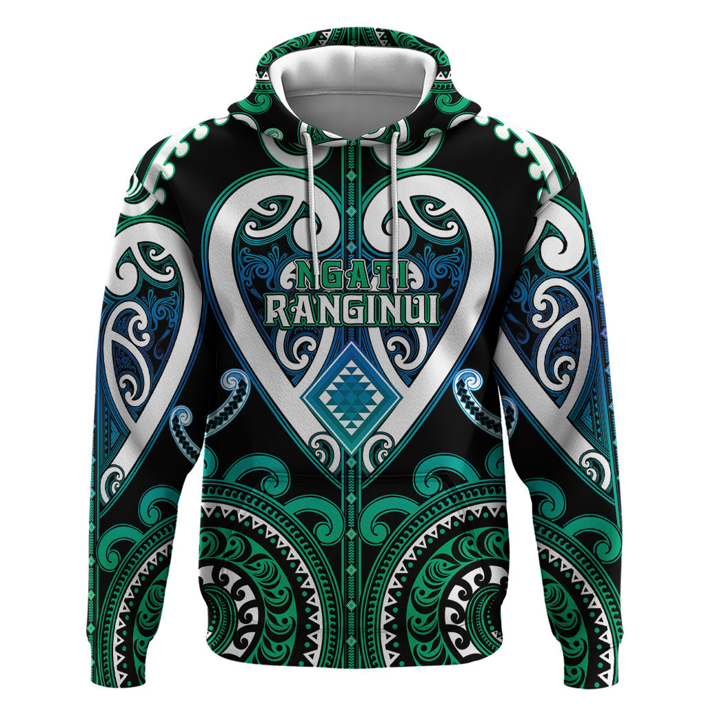 Custom Aotearoa Ngati Ranginui Hoodie Maori Tribal Pattern LT05 Pullover Hoodie Cyan - Polynesian Pride