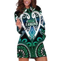 Custom Aotearoa Ngati Ranginui Hoodie Dress Maori Tribal Pattern LT05 Cyan - Polynesian Pride
