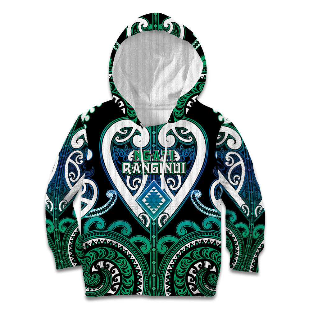 Custom Aotearoa Ngati Ranginui Kid Hoodie Maori Tribal Pattern LT05 Hoodie Cyan - Polynesian Pride