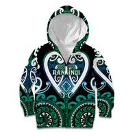 Custom Aotearoa Ngati Ranginui Kid Hoodie Maori Tribal Pattern LT05 Zip Hoodie Cyan - Polynesian Pride