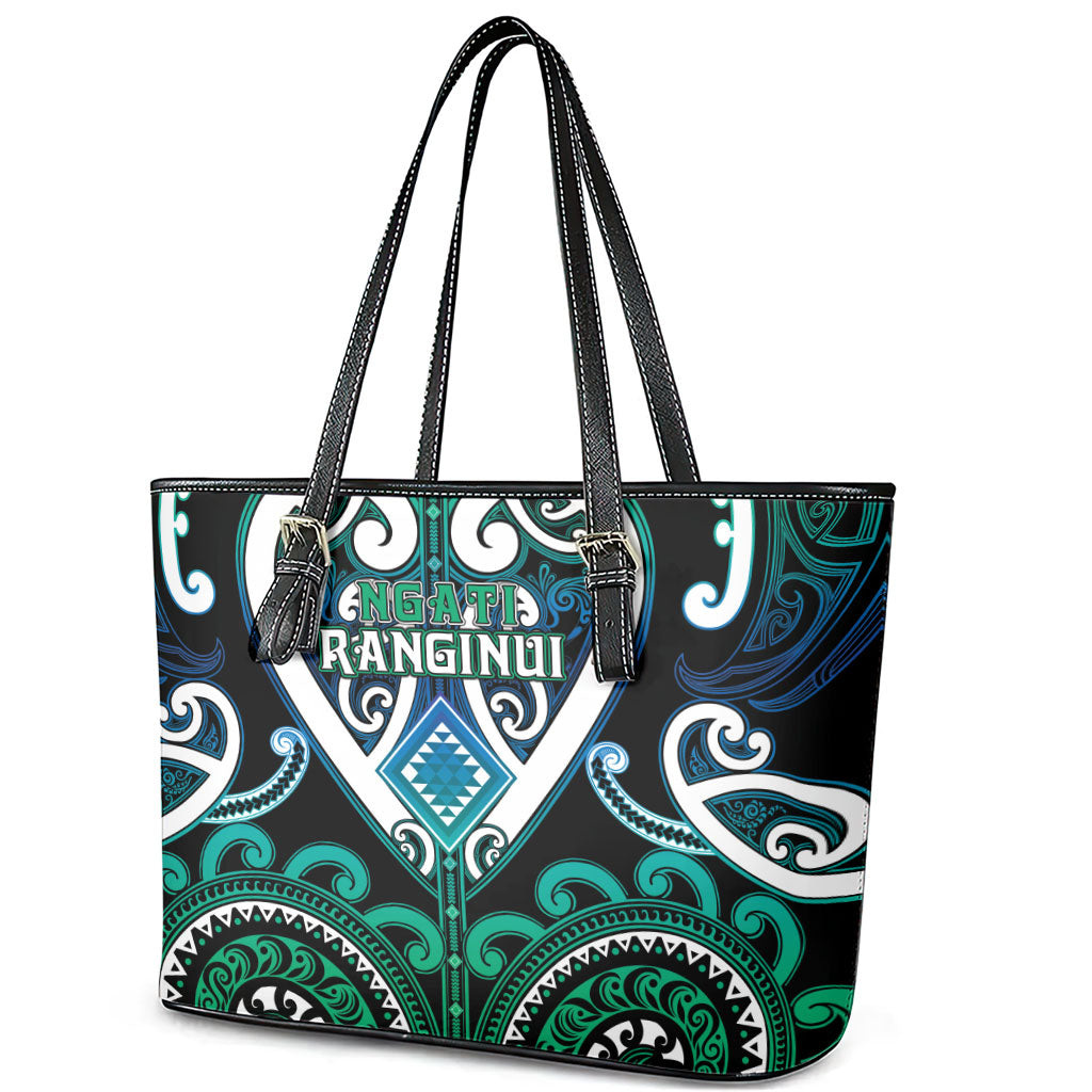 Aotearoa Ngati Ranginui Leather Tote Bag Maori Tribal Pattern LT05 - Polynesian Pride