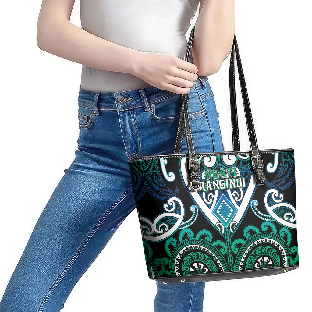 Aotearoa Ngati Ranginui Leather Tote Bag Maori Tribal Pattern LT05 - Polynesian Pride