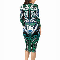 Custom Aotearoa Ngati Ranginui Long Sleeve Bodycon Dress Maori Tribal Pattern LT05 - Polynesian Pride