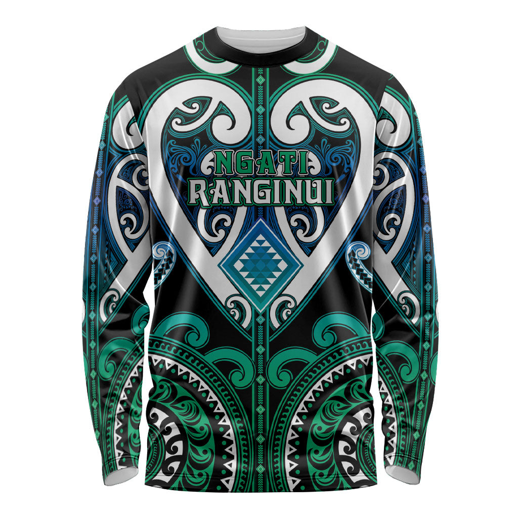 Custom Aotearoa Ngati Ranginui Long Sleeve Shirt Maori Tribal Pattern LT05 Unisex Cyan - Polynesian Pride