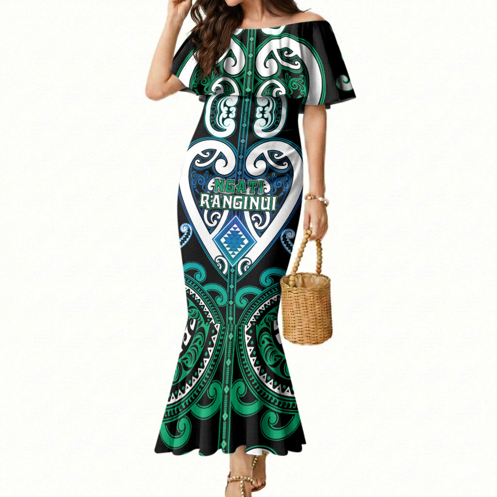 Custom Aotearoa Ngati Ranginui Mermaid Dress Maori Tribal Pattern LT05 Women Cyan - Polynesian Pride