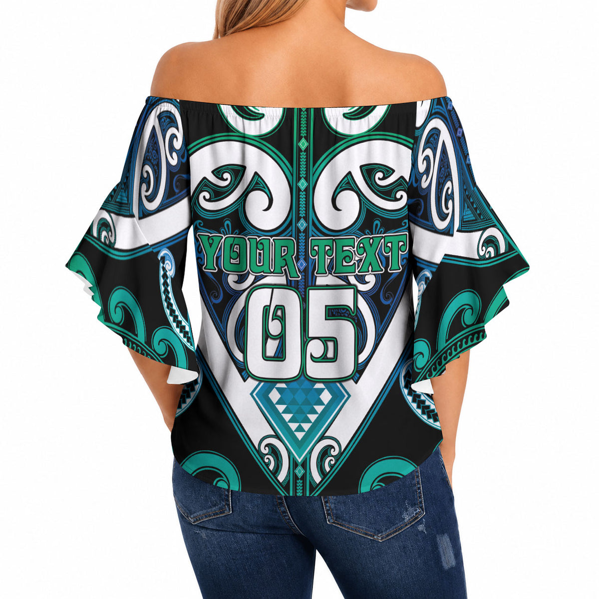 Custom Aotearoa Ngati Ranginui Off Shoulder Wrap Waist Top Maori Tribal Pattern LT05 - Polynesian Pride