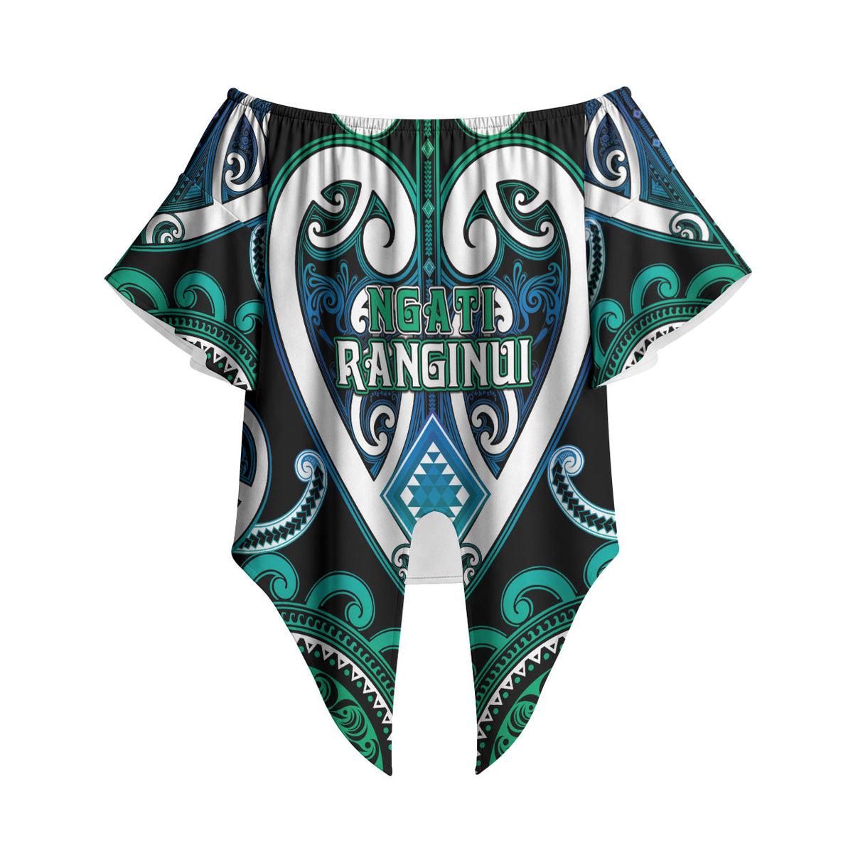 Custom Aotearoa Ngati Ranginui Off Shoulder Wrap Waist Top Maori Tribal Pattern LT05 - Polynesian Pride
