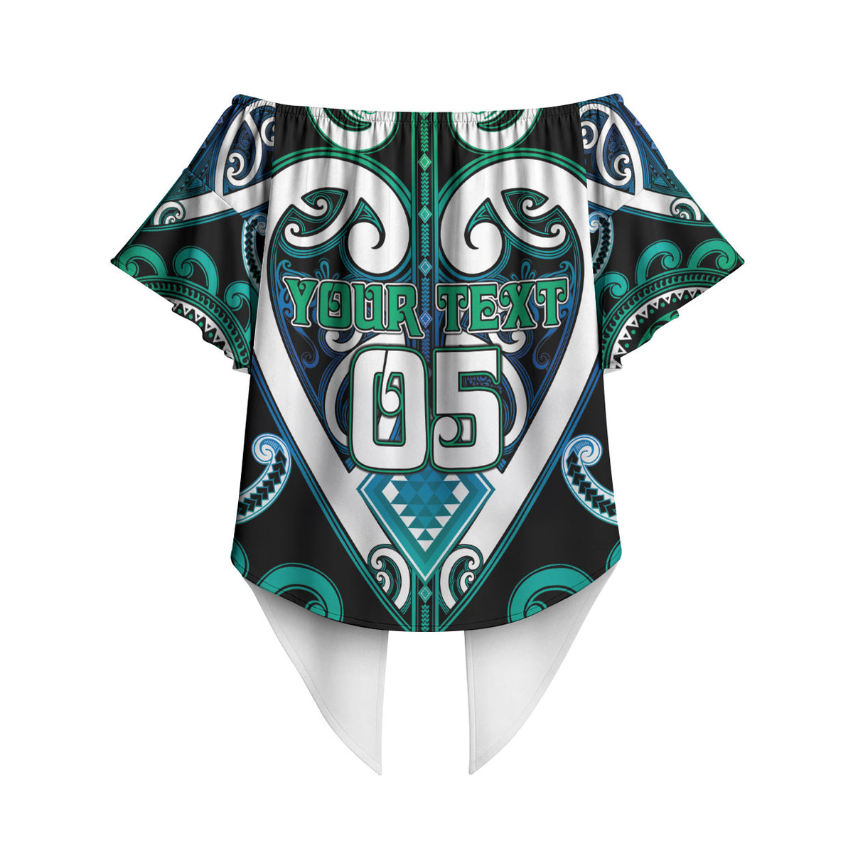 Custom Aotearoa Ngati Ranginui Off Shoulder Wrap Waist Top Maori Tribal Pattern LT05 - Polynesian Pride