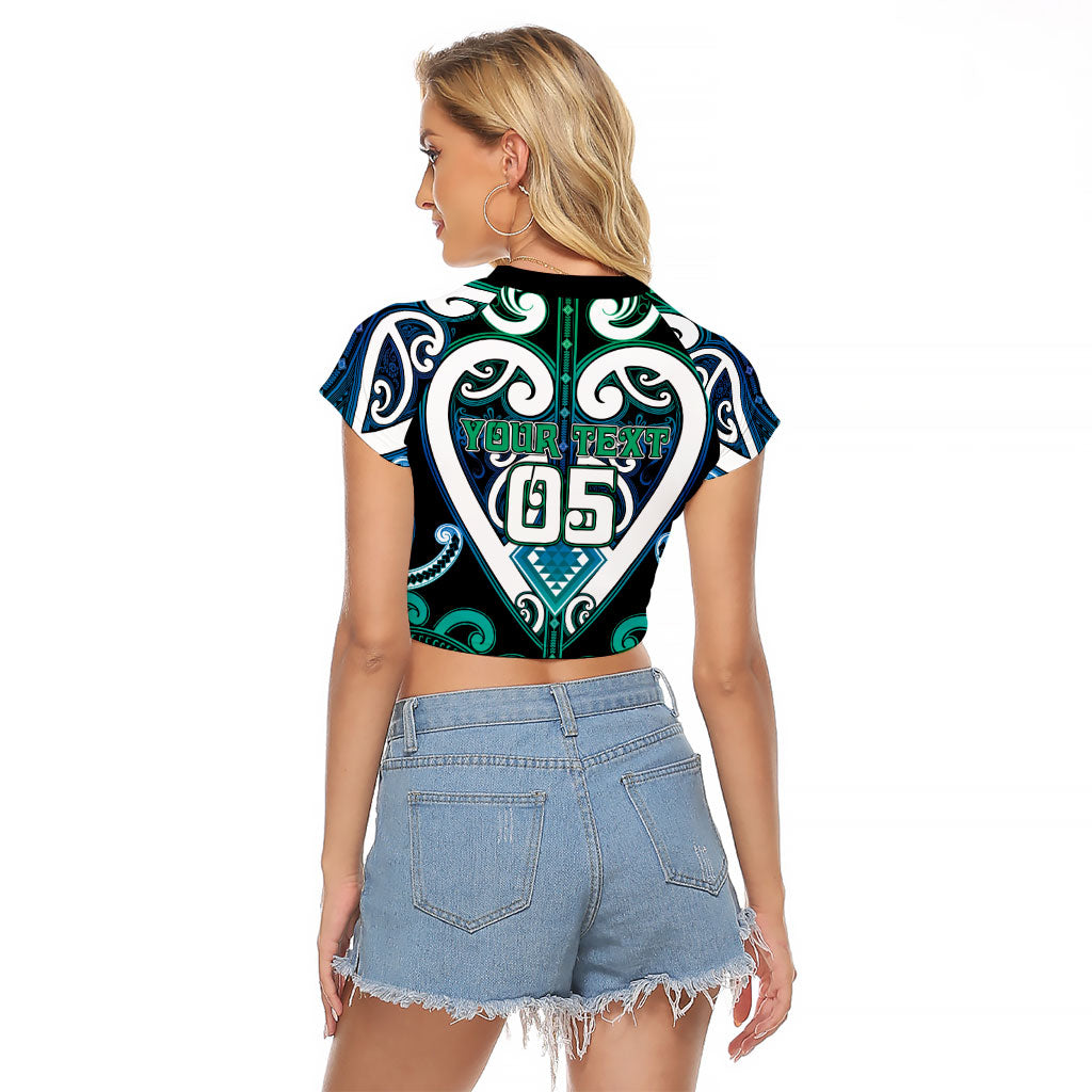 Custom Aotearoa Ngati Ranginui Raglan Cropped T Shirt Maori Tribal Pattern LT05 - Polynesian Pride
