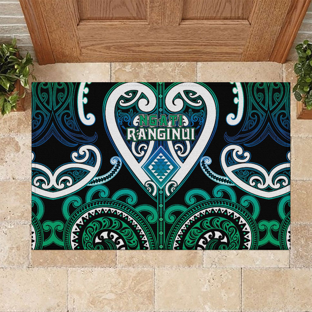 Aotearoa Ngati Ranginui Rubber Doormat Maori Tribal Pattern LT05 Cyan - Polynesian Pride