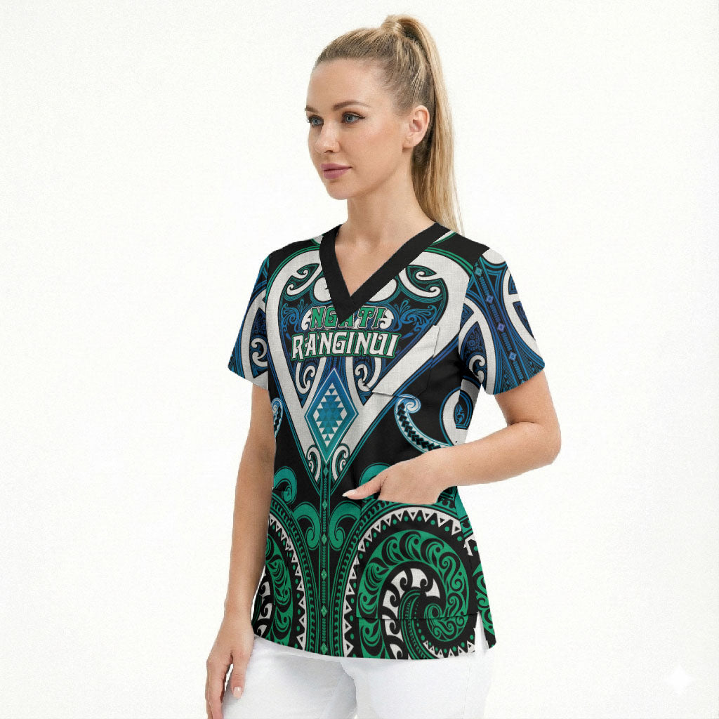 Custom Aotearoa Ngati Ranginui Scrub Top Maori Tribal Pattern LT05 - Polynesian Pride