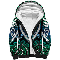 Custom Aotearoa Ngati Ranginui Sherpa Hoodie Maori Tribal Pattern LT05 Unisex Cyan - Polynesian Pride