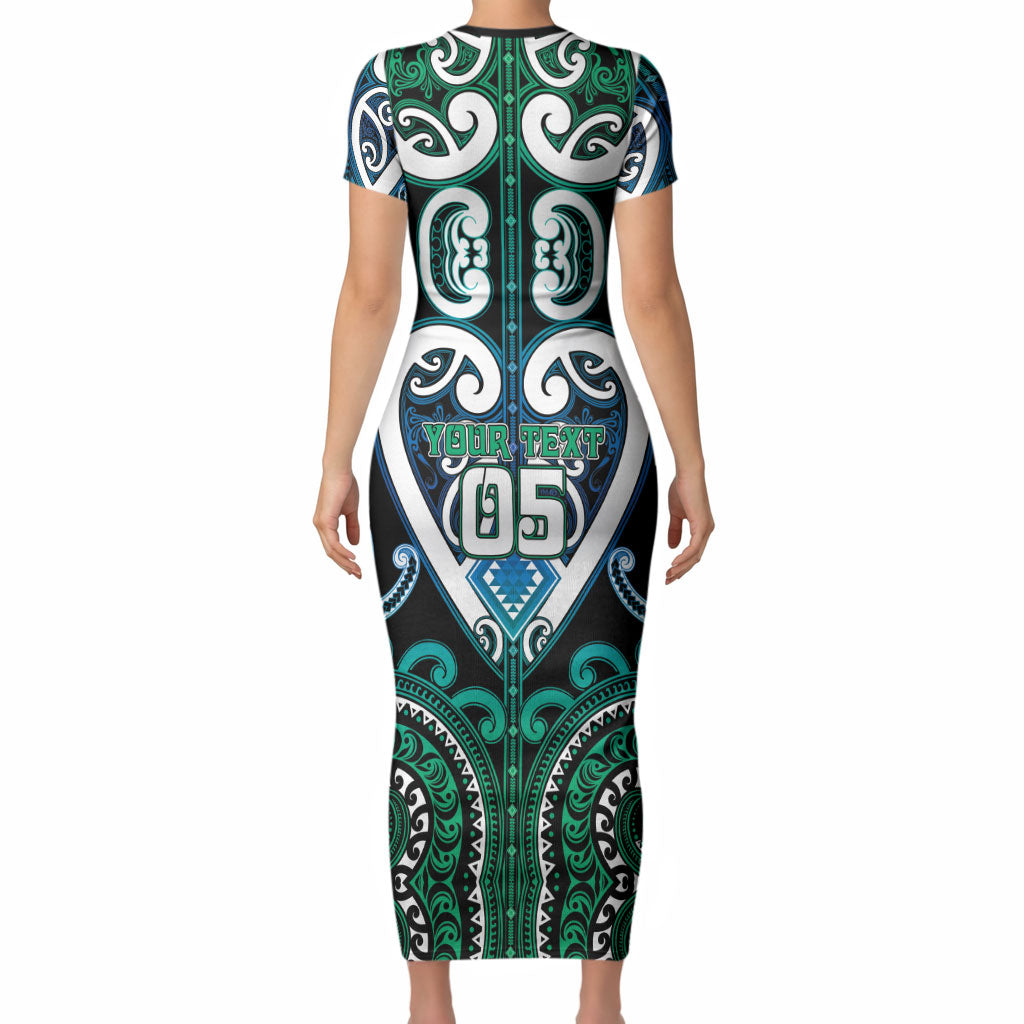 Custom Aotearoa Ngati Ranginui Short Sleeve Bodycon Dress Maori Tribal Pattern LT05 - Polynesian Pride