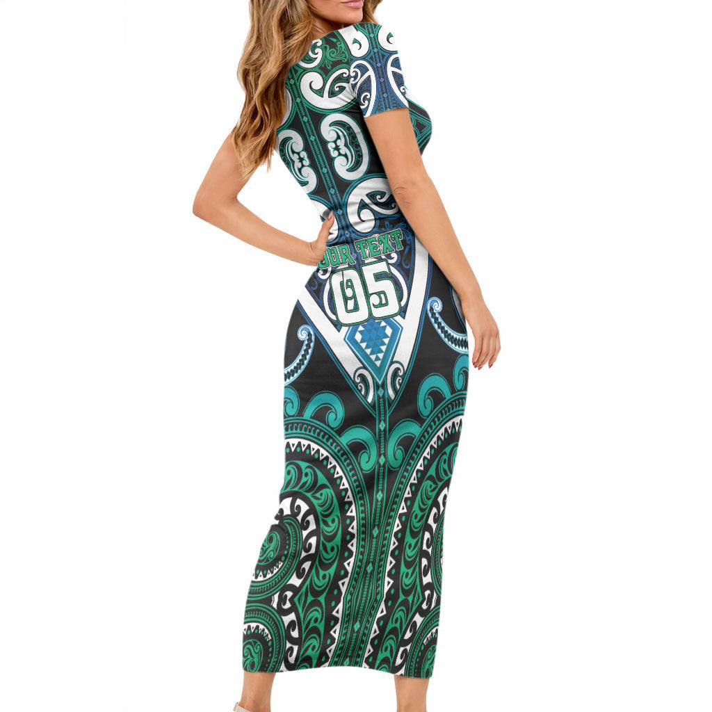 Custom Aotearoa Ngati Ranginui Short Sleeve Bodycon Dress Maori Tribal Pattern LT05 - Polynesian Pride