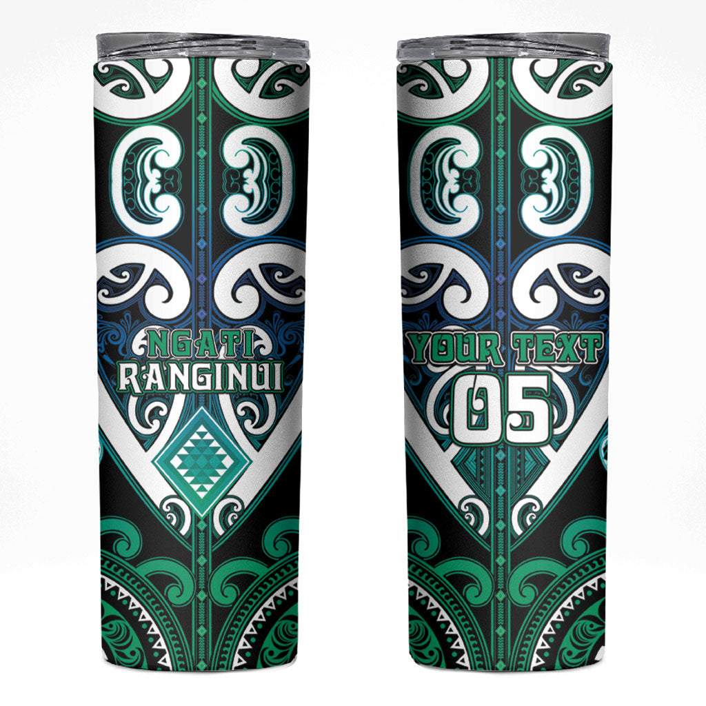 Custom Aotearoa Ngati Ranginui Skinny Tumbler Maori Tribal Pattern LT05 Cyan - Polynesian Pride