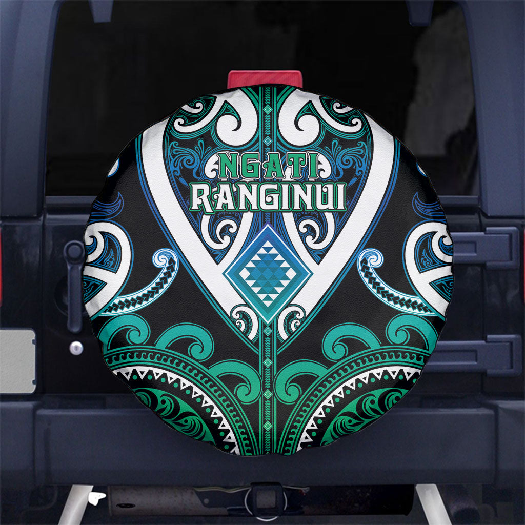 Aotearoa Ngati Ranginui Spare Tire Cover Maori Tribal Pattern LT05 No hole Cyan - Polynesian Pride