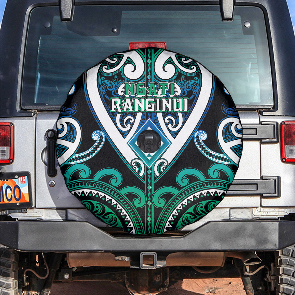 Aotearoa Ngati Ranginui Spare Tire Cover Maori Tribal Pattern LT05 Cyan - Polynesian Pride