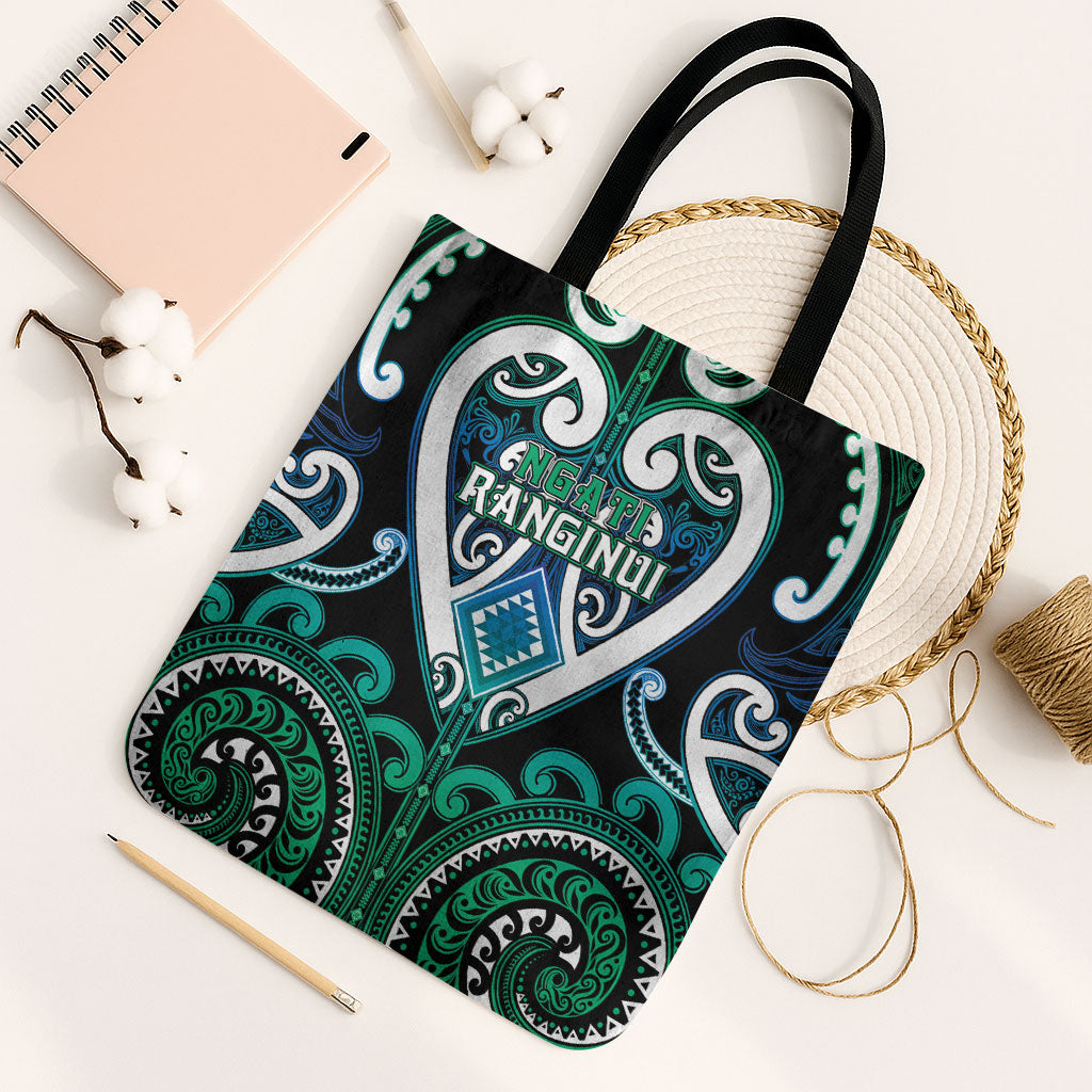 Aotearoa Ngati Ranginui Tote Bag Maori Tribal Pattern LT05 Black Strap One Size Cyan - Polynesian Pride