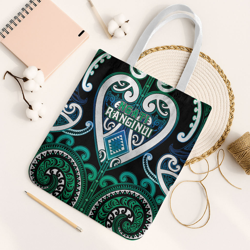 Aotearoa Ngati Ranginui Tote Bag Maori Tribal Pattern LT05 White Strap One Size Cyan - Polynesian Pride