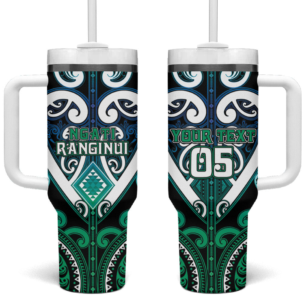 Custom Aotearoa Ngati Ranginui Tumbler With Handle Maori Tribal Pattern LT05 One Size: 40 oz Cyan - Polynesian Pride