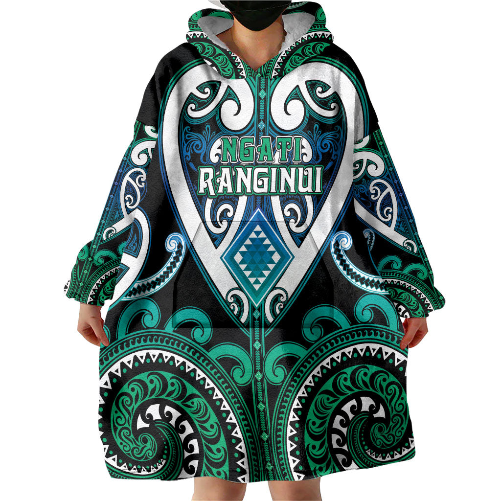 Custom Aotearoa Ngati Ranginui Wearable Blanket Hoodie Maori Tribal Pattern LT05 - Polynesian Pride