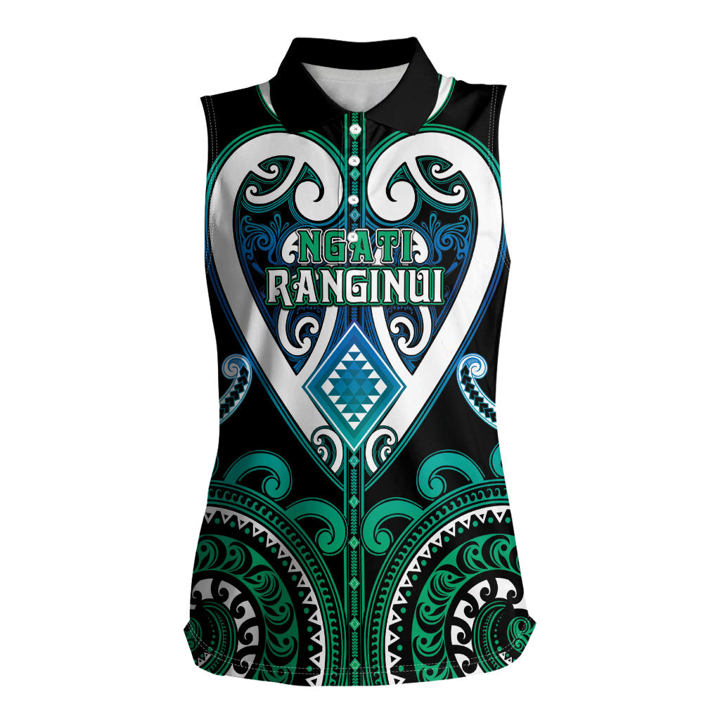 Custom Aotearoa Ngati Ranginui Women Sleeveless Polo Shirt Maori Tribal Pattern LT05 Female Cyan - Polynesian Pride