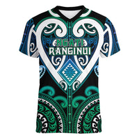 Custom Aotearoa Ngati Ranginui Women V-Neck T-Shirt Maori Tribal Pattern LT05 Female Cyan - Polynesian Pride