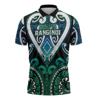 Custom Aotearoa Ngati Ranginui Zipper Polo Shirt Maori Tribal Pattern LT05 Cyan - Polynesian Pride
